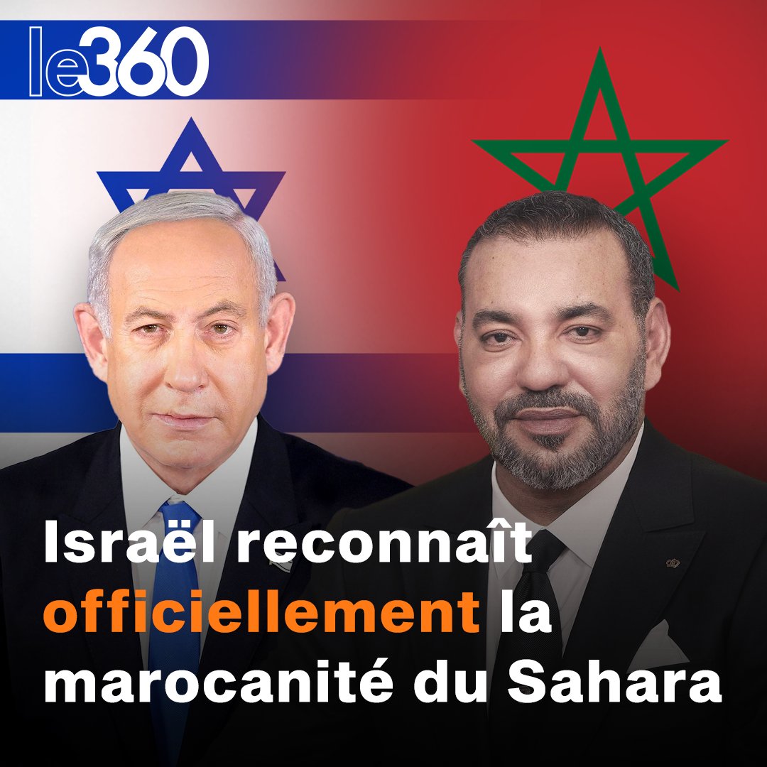 🇲🇦🇮🇱 Le roi Mohammed VI a reçu une lettre du Premier ministre de l’Etat d’Israël, Benyamin Netanyahu. Par cette lettre, le Premier ministre israélien a porté à la très haute attention du Souverain la décision de l’Etat d’Israël de «reconnaître la souveraineté du Maroc sur le