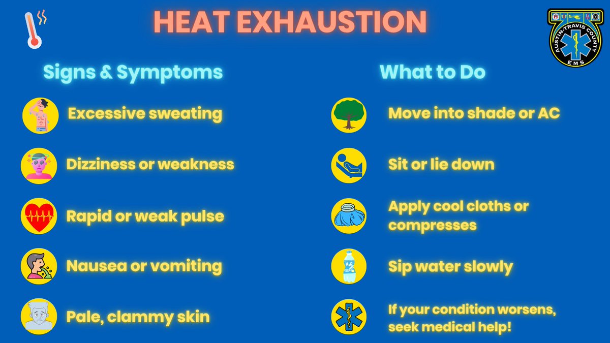 ATCEMS's tweet photo. #ATXHeat23 The @NWSSanAntonio has issued an Excessive Heat Warning for our area until 9pm Tues.
We know you know it's hot, but please be safe when spending time outdoors, not even native Texans are immune to heat-related illness!
Follow the tips in the graphics and #StayCoolATX! https://t.co/n7zjBWpRrP