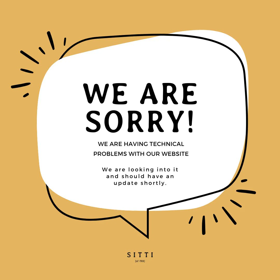 We are sorry, but we are having a technical problem with our website. We are looking into it and should have an update shortly. Thank you for understanding. - Sitti team.