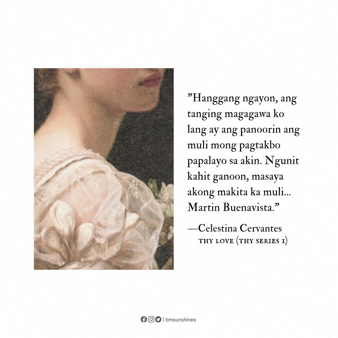 "...masaya akong makita ka muli, Martin Buenavista." —Celestina Cervantes 

Thy Love | Binibining Mia

Story link: 
wattpad.com/story/13303335…

#ThyLove
#ThySeries
#BinibiningMia