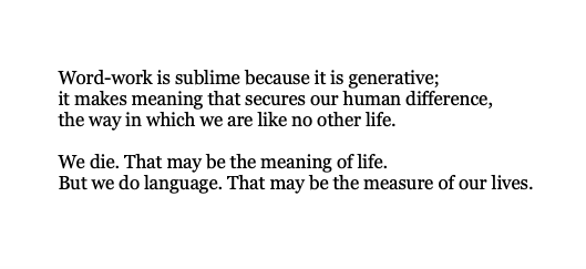Toni Morrison from her Nobel Prize acceptance speech: