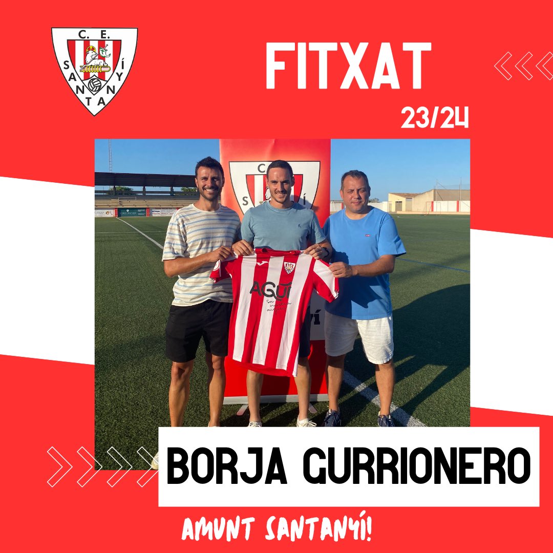 🆕 <a href="/borjagurry/">Borja Gurrionero</a> és nou jugador del <a href="/CE_Santanyi/">C.E. Santanyi</a> 

🔛 Torna al club una temporada després

🧨 Dinamita per a l’atac de l’equip de <a href="/aguado_ferrer/">Miguel aguado</a> 

🙌🏼 Bentornat a Santanyí, Gurrió!

AMUNT SANTANYÍ!

🔴⚪️🔴⚪️