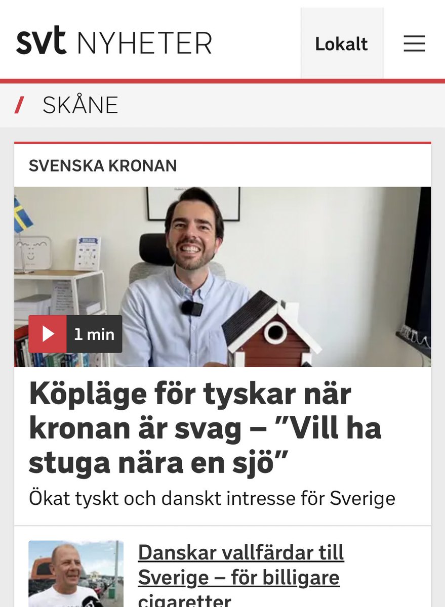 MatthiasKamann's tweet photo. Got interviewed by @svtnyheter Nyheter. Talking about the Germans’ increasing interest in Swedish summer houses. 🏡🎥😅 

https://t.co/7lncmwgWb0 #Sweden https://t.co/to3ZuX75z3
