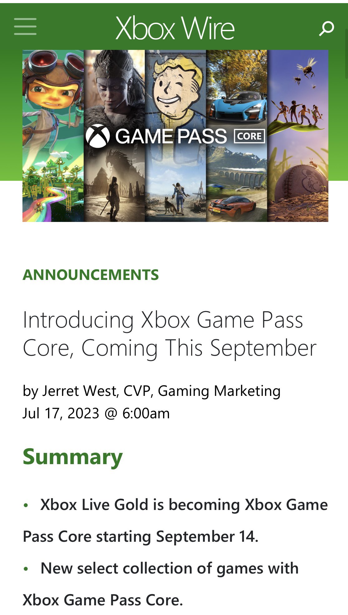 Introducing Xbox Game Pass Core, Coming This September - Xbox Wire