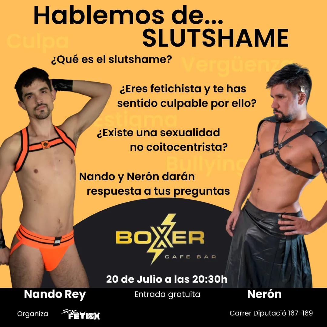NeronMadrid's tweet photo. 🚨¡Este jueves 20 de julio a las 20:30 en el Boxer Café en Barcelona!🚨

Lleva todas las preguntas y comentarios que nos quieran hacer sobre el slutshaming! 

Nos vemos allá!

@nandoreyx @BOXERBARCELONA https://t.co/hzCo6xEdqJ