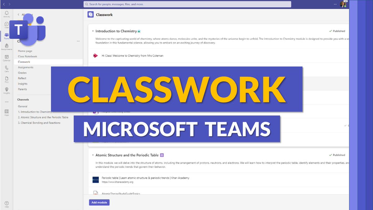 A tutorial video showing the just-launched Classwork in #MicrosoftTeams for EDU 🚀 Classwork is a 1-stop shop to create &amp; organize resources, including Assignments, Class Notebook pages, links, files, &amp; Teams channels.

YouTube 📺 youtube.com/watch?v=CyXpED…

#edtech #MIEExpert