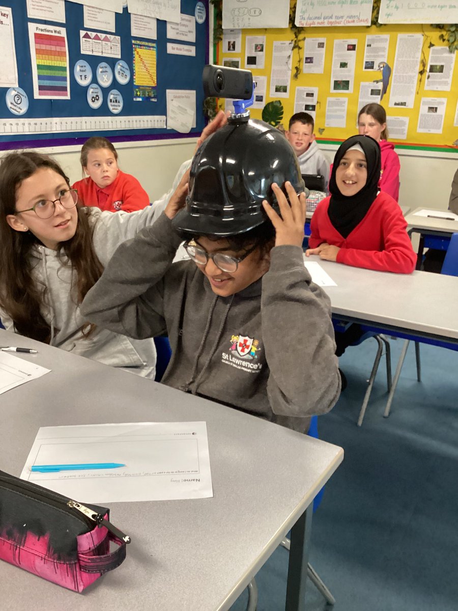 Y6FoxesStLaw's tweet image. Wowzers! A hard hat with a 360 degree camera on top! Very cool! @stlaws_school