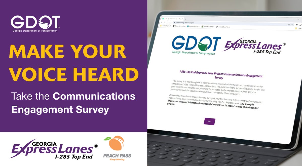 Today is the LAST day to complete our I-285 Top End Express Lanes Communications Engagement Survey! 

Your responses let us know how you want to receive project updates in the future. 

Take it before time runs out! ⏰  
 tiny.one/285-Top-End-Su…