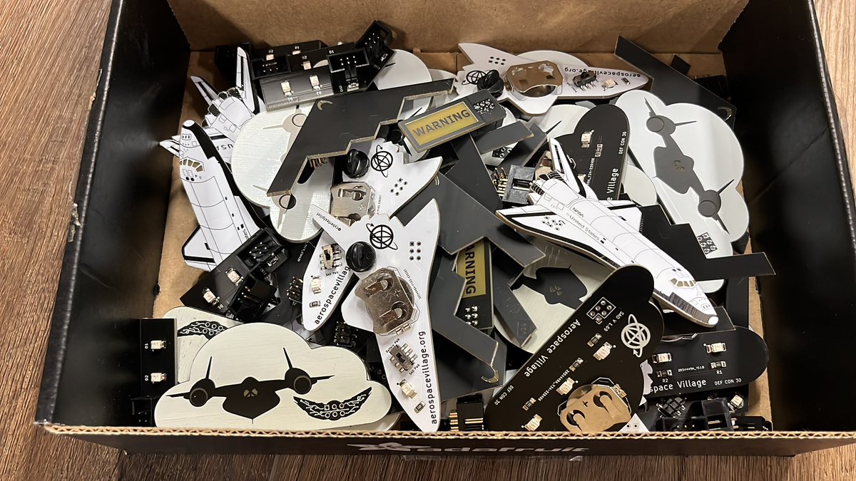 Look what I was able to make from all the spare parts over the years. Looking forward to handing these out at <a href="/defcon/">DEF CON</a> inside the <a href="/SecureAerospace/">Aerospace Village</a> Village!
#badgelife