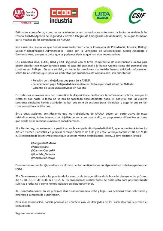 A la plantilla de <a href="/AndaluciaAMAyA/">AMAYA</a> se le acaba la paciencia #AntiguedadAMAYA