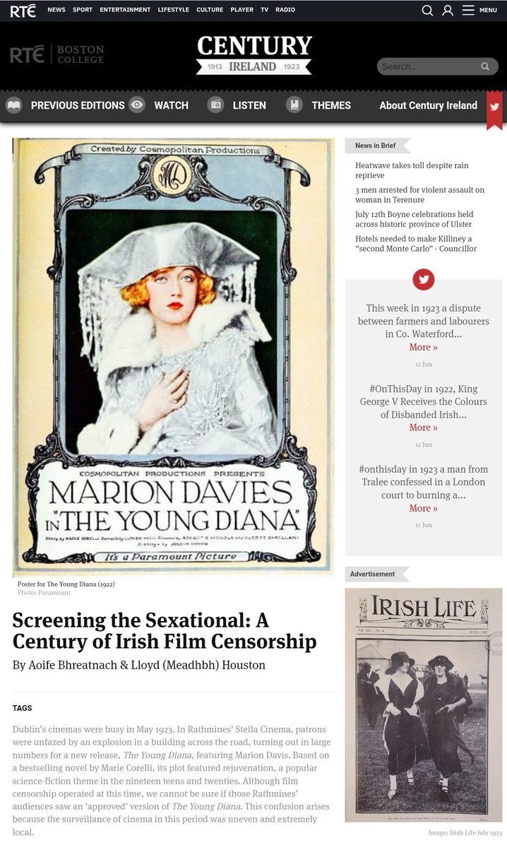 lejhouston's tweet image. Catch @GarrisonTowns and I in the latest edition of @CenturyIRL, discussing the passage of the 1923 Censorship of Films Act:

rte.ie/centuryireland…

For more of our thoughts on Irish film censorship, check out @CensoredPod.

#IrishStudies #DecadeOfCentenaries #Twitterstorians