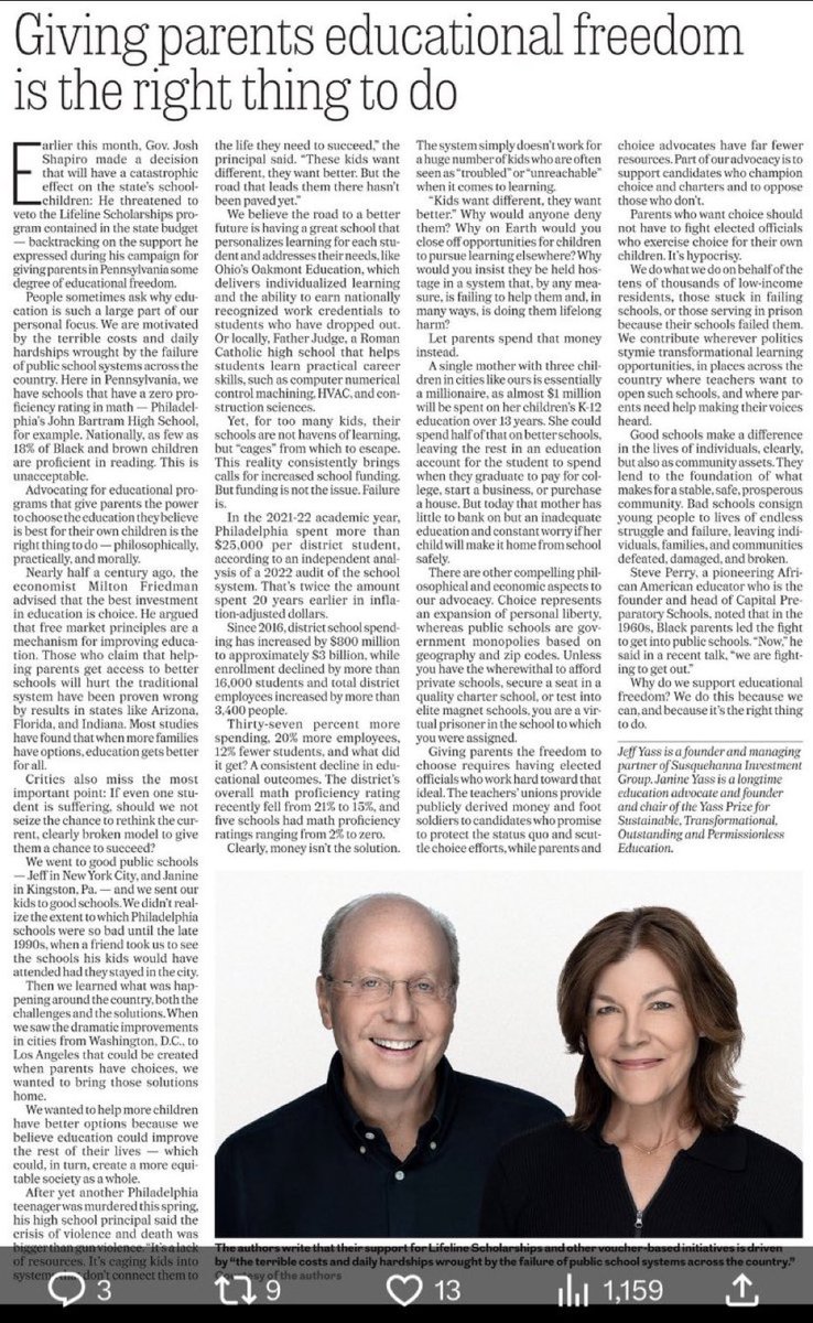 This is double the usual length allowed, it serves no new value, and it’s basically a press release of talking points. 

Usually this means regular voices get rejected by the Inky, instead the billionaires were the only op-ed published over the weekend. 

What is happening?