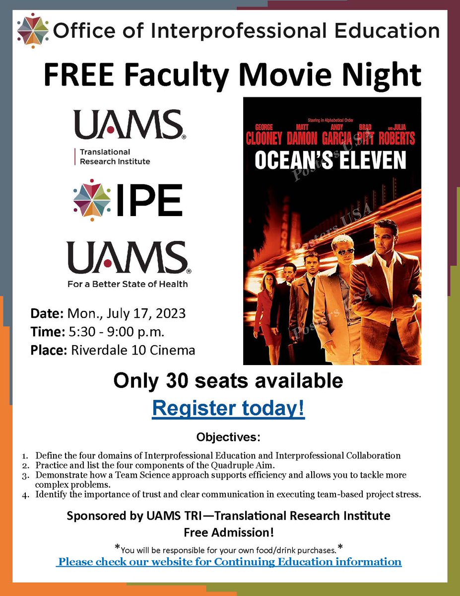 UAMS_IPE (@uamsipe) on Twitter photo It's not too late to join us for Faculty Movie Night TONIGHT! You and your +1 can reserve seats here: bit.ly/3Dj2OBk #TeamUAMS <a href="/uamshealth/">UAMS Health</a> It's not too late to join us for Faculty Movie Night TONIGHT! You and your +1 can reserve seats here: bit.ly/3Dj2OBk #TeamUAMS <a href="/uamshealth/">UAMS Health</a>
