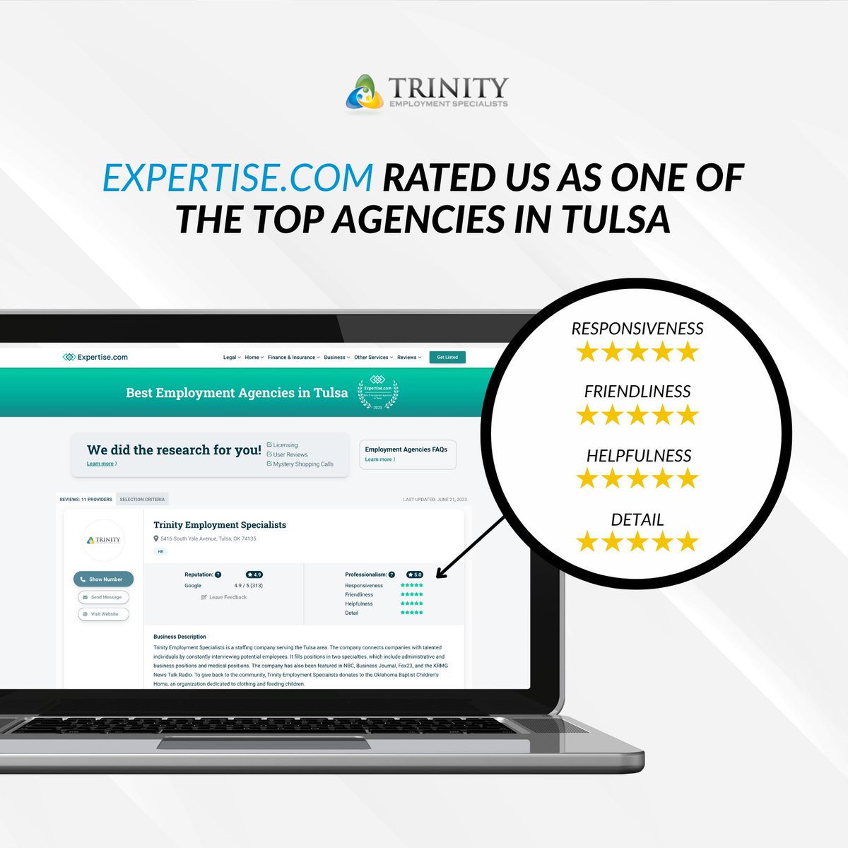 TrinityStaffing's tweet photo. https://t.co/H9Rp5JBjnF finds and reviews the top service professionals in over 200 industries across the US each month. This month, they named us one of the BEST staffing agencies in all of Tulsa! Visit https://t.co/O45UXHBWn4 to experience us firsthand! https://t.co/FVJi8FVbA4