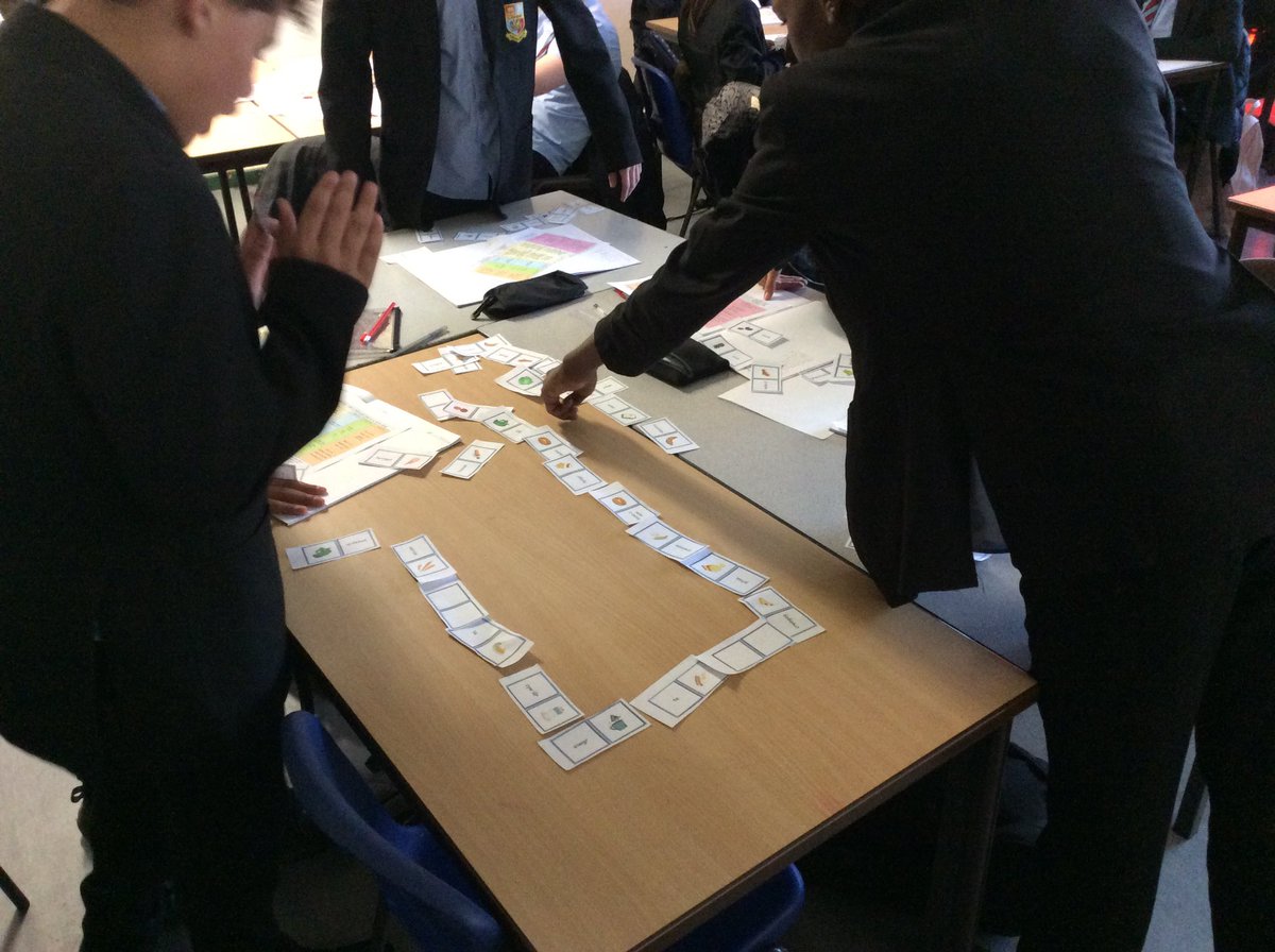 Year 8 have used a range of different techniques to learn new words, but they particularly enjoyed this game of dominoes, developing team work and logical thinking whilst learning new Welsh food vocabulary!