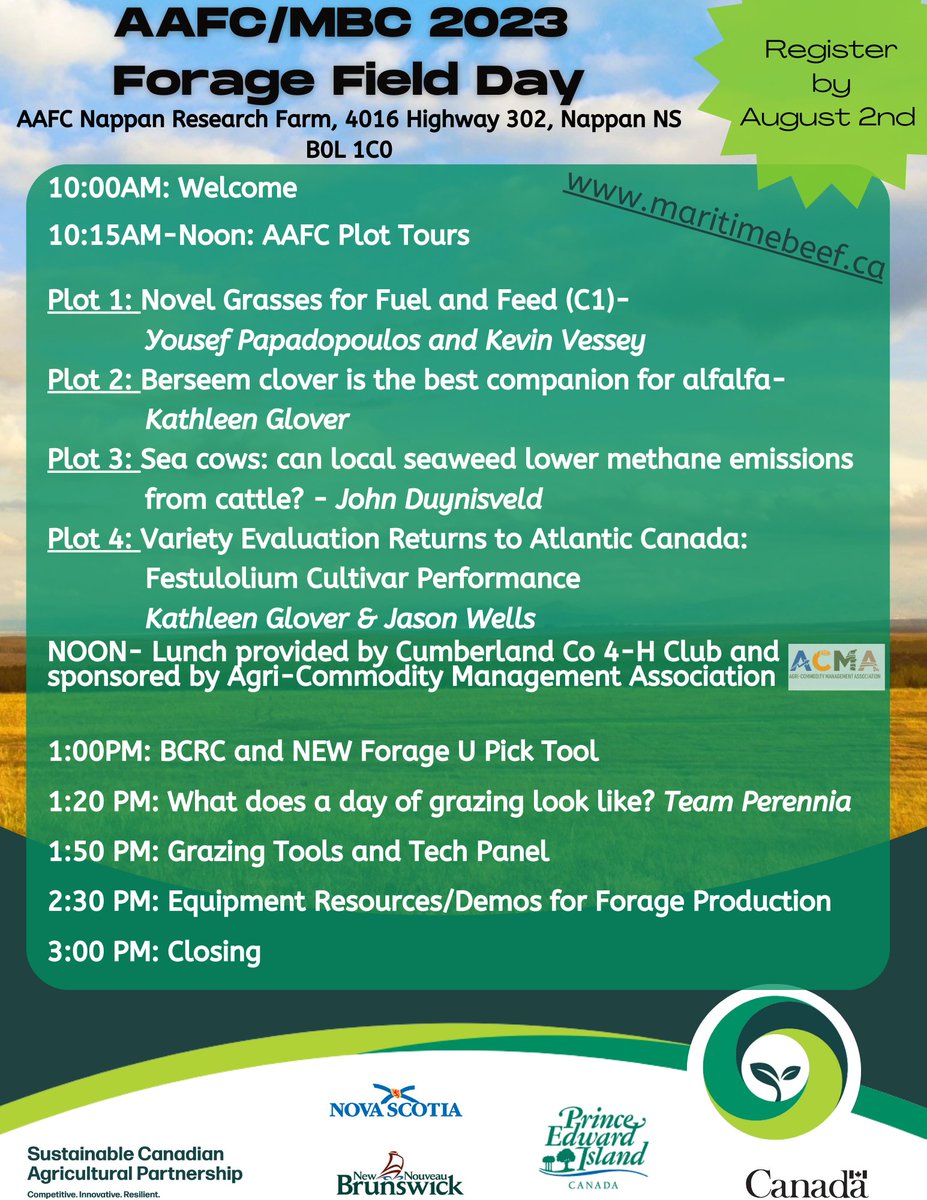 MaritimeBeef Council (@maritime_beef) on Twitter photo Registrations are coming in fast! Don't miss out-
eventbrite.ca/e/2023-atlanti…
<a href="/BovinsNBCattle/">NB Cattle Producers</a> <a href="/NSCattle/">Nova Scotia Cattle Producers</a> <a href="/peicattle/">Prince Edward Island Cattle Producers</a> <a href="/NSPerennia/">Perennia</a> <a href="/peifa_ca/">PEI Federation of Agriculture</a> <a href="/NBSoilandCrop/">NB Soil & Crop</a> <a href="/AgInfoPEI/">PEI Agriculture</a> <a href="/NSAgriculture/">NS Agriculture</a> <a href="/AAFC_Canada/">AAFC Canada</a> <a href="/CFGA_ACPF/">CFGA_ACPF</a> Registrations are coming in fast! Don't miss out-
eventbrite.ca/e/2023-atlanti…
<a href="/BovinsNBCattle/">NB Cattle Producers</a> <a href="/NSCattle/">Nova Scotia Cattle Producers</a> <a href="/peicattle/">Prince Edward Island Cattle Producers</a> <a href="/NSPerennia/">Perennia</a> <a href="/peifa_ca/">PEI Federation of Agriculture</a> <a href="/NBSoilandCrop/">NB Soil & Crop</a> <a href="/AgInfoPEI/">PEI Agriculture</a> <a href="/NSAgriculture/">NS Agriculture</a> <a href="/AAFC_Canada/">AAFC Canada</a> <a href="/CFGA_ACPF/">CFGA_ACPF</a>