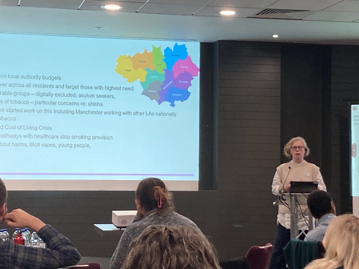 lynn_donkin's tweet photo. #MakingSmokingHistoryGM - Rebecca Fletcher sharing the learning from across the ten Greater Manchester local authorities - innovations tailored to different population needs in the different boroughs @RFletcher76 https://t.co/FN9khi3rYF