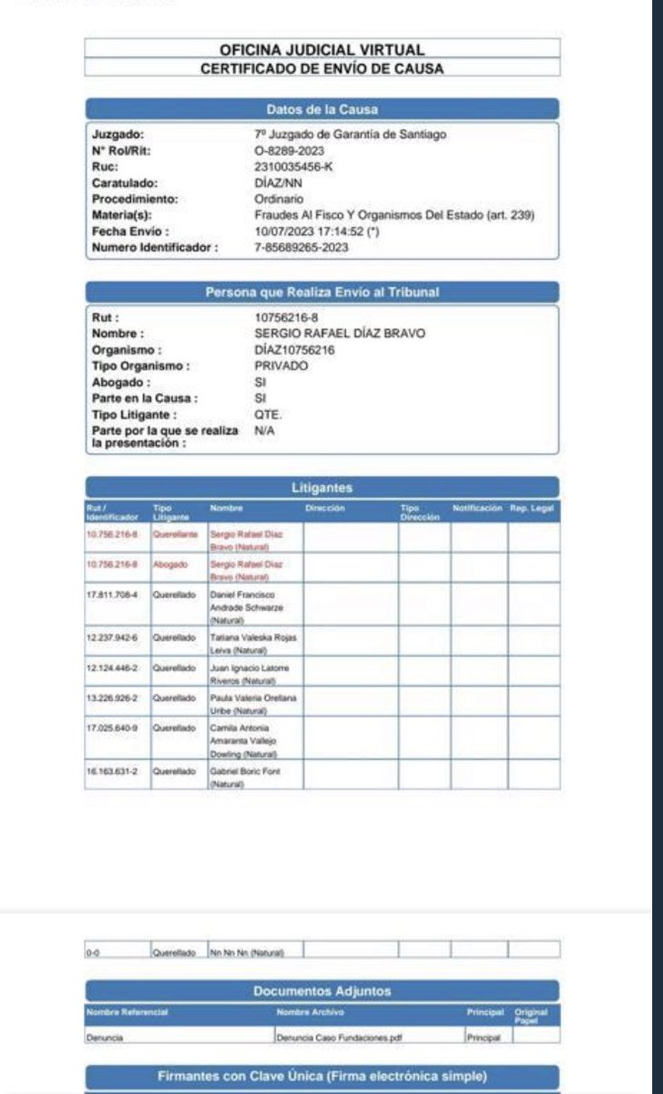 Politakeryx's tweet photo. Amigos presten atención 👇
Se ha acogido denuncia en 7° Juzgado de Garantías de Stgo contra:  Contreras, Perez, Andrades,  Rojas,  Latorre, Orellana, Vallejos y  Boric. Por Asociación Ilícita, Tráfico de Influencia,  Fraude al Fisco, Malversación de Caudales Públicos, Incumplimiento del Deber.
Es importante que difusión de esta denuncia.
RT