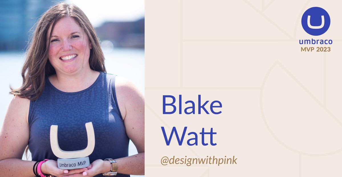 umbraco's tweet photo. Congratulations to  @designwithpink on getting her first #MVP title! #H5YR

What did the MVP Selection Committee say? “Blake is an enthusiastic and friendly community contributor, ready to help and discuss all things #Umbraco, from 24 Days articles to talks at Codegarden.” https://t.co/kVc9Gx7H7D