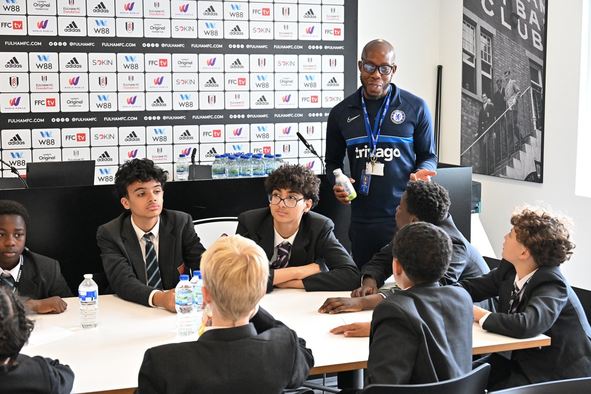 CFCFoundation's tweet photo. During #AntiSocialBehaviourAwarenessWeek we teamed up with @FulhamFCFound to deliver an educational workshop to school students about the impact of anti-social behaviour. https://t.co/q3L0Z9KAOU