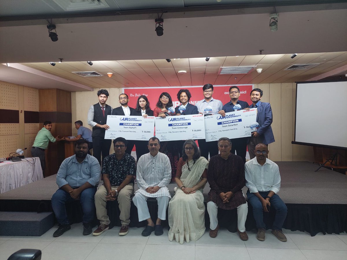 N_A_Miraz's tweet photo. #OurPlanetOurResponsibility Climate Justice Idea Competion organized by @AABangladesh @dailystarnews awarded #TeamEntourage #TeamAlphapi & #TeamSolarXen in 3 catagories, Circular Economy, Water Rights & Energy Transtion. #YoungPeopleLeadingInnovation @kabirfarah https://t.co/z0YbU0SE3u
