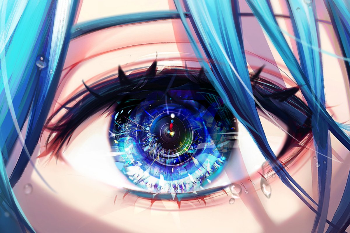 eye focus chain 1girl solo red hair close-up looking at viewer  illustration images