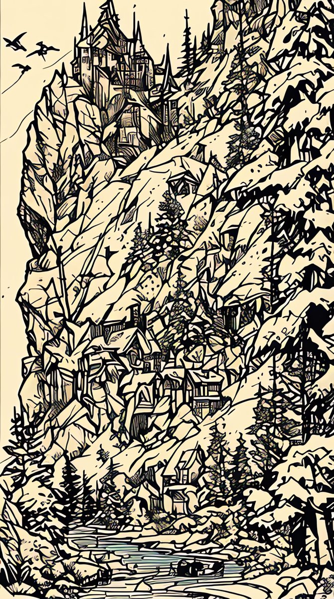 BadToxic's tweet photo. #Castle in #InkPunk #Mountain #Scenery via #Auto1111 #StableDiffusion #InkpunkDiffusion v2 #LoRA #LoRAInk #safetensors #Deforum v3.0 DPM++2M Karras on PC #mountainScenery #beautiful #forest #ink #inkArt #nvinkpunk #masterpiece #TextToVideo #AI #AIArt #Art #Kunst https://t.co/6moTUUj8q2