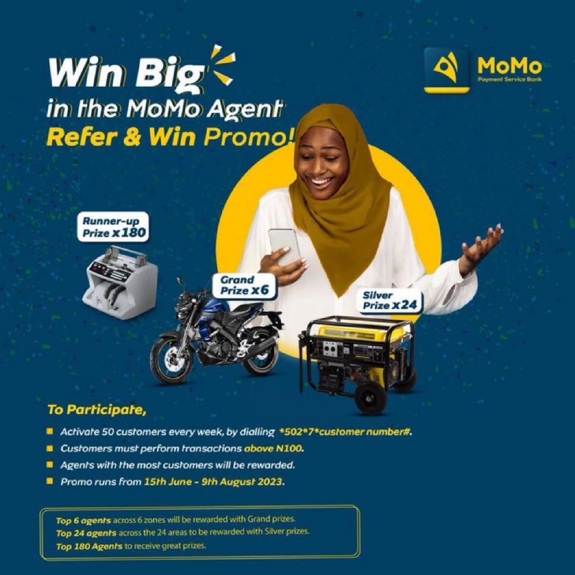 Buttergirlll's tweet image. This is an opportunity to become a millionaire today! 

Simply refer a friend to join MoMo and stand a chance to win big! 💼 
Dial *671# to get started. #MoMoReferAndWin #MoMoBetterPassCash