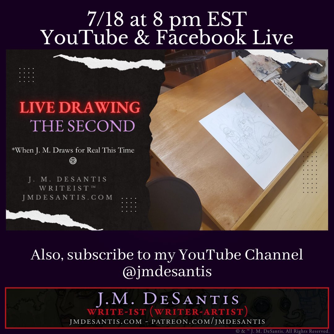 jmdesantis's tweet photo. Mark your calendars!
Also, please consider subscribing to my YouTube: https://t.co/QTA22TknwP
#art #artist #creator #comics #illustration #livestream #livedrawing #jmdesantis #writeist #YouTube #FacebookLive
Dropped Twitch since their TOS doesn't allow multistreaming https://t.co/5rVZOSVd26