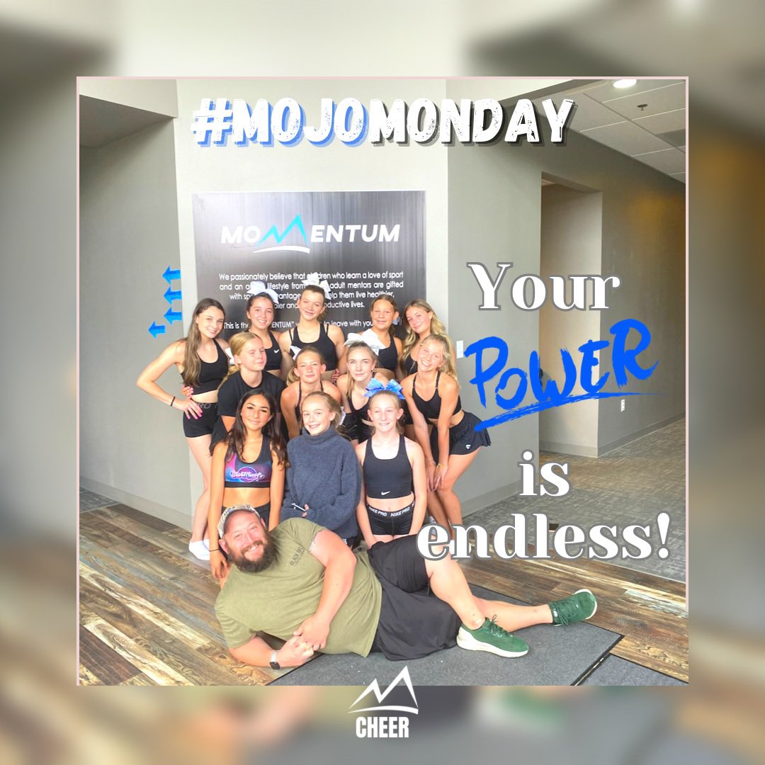 momentumallstar's tweet photo. #MojoMonday greetings from Power, our Senior Level 4.2 elite team! #cheer #cheerleading #cheerleaders #coloradocheer #TeamMojo #elitecheer #momentumallstars #power #A3nfqt https://t.co/pJ2LgmdhWf