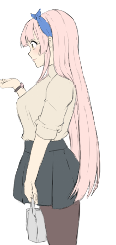 「由良ヘアアレンジ2種 海色ヘアバンドと三つ編み  あと3パターンくらい考えて描き」|ベルクート@艦これ絵描きのイラスト