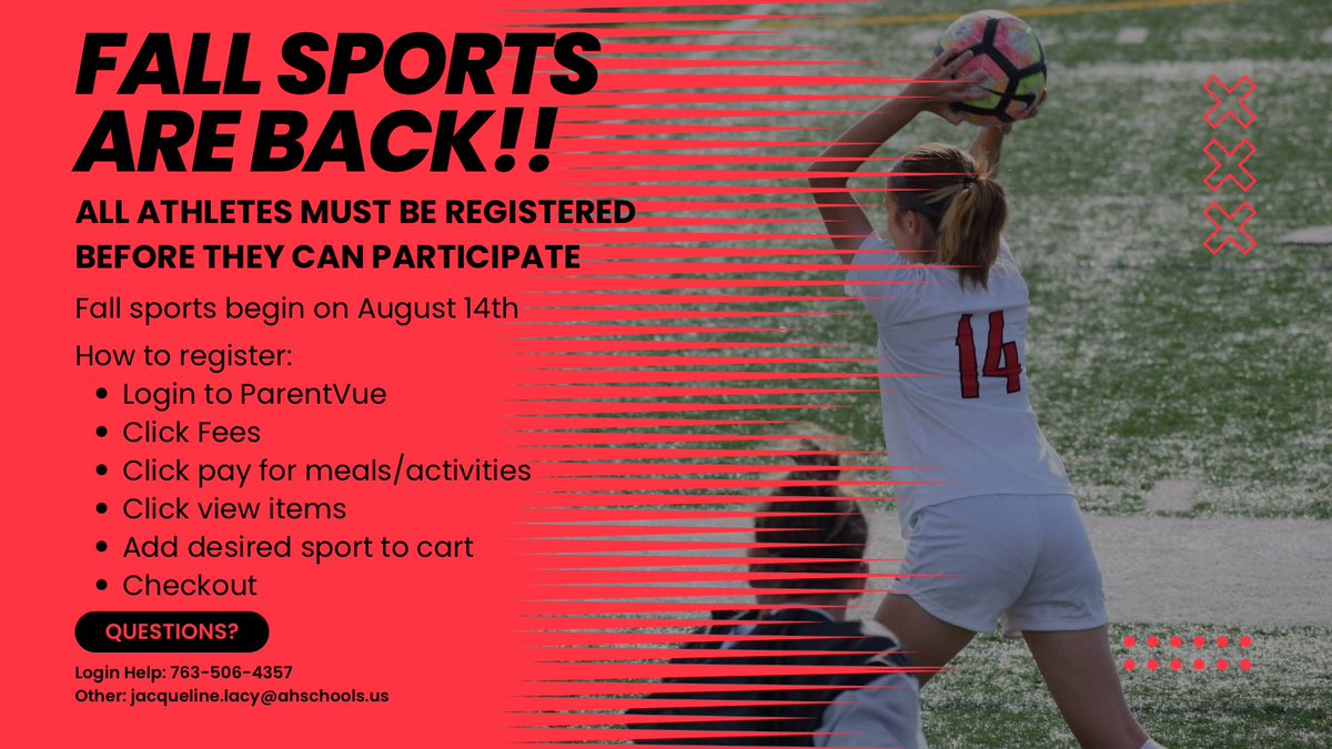 Registration for fall sports is now open!
