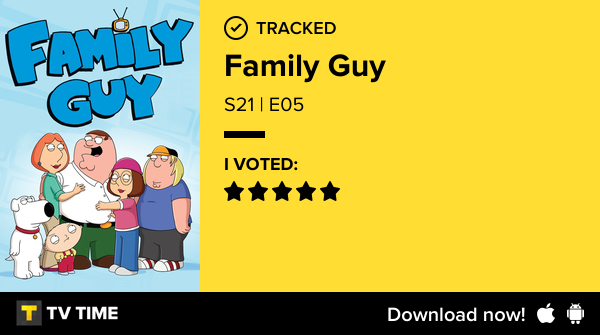ValerioXehanort's tweet photo. I've just watched episode S21 | E05 of Family Guy! #familyguy  https://t.co/nK5X7JeCUs #tvtime https://t.co/yzKhLJFQ7T