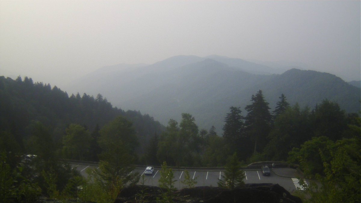 EFisherWX's tweet photo. Live views from a few webcams across WNC showing the dense Canadian smoke this AM… #NCwx https://t.co/sMb8dzjxIv