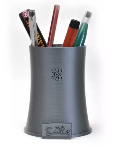 Threeding's tweet image. Bring a piece of Springfield to your home or office with this incredible desk accessory. 🌬️ Use it as a pencil cup or cooler and enjoy the iconic cooling towers from the Springfield Nuclear Power Plant. Perfect for fans of The Simpsons! #Simpsons #3DPrintedModel #DeskAccessory
