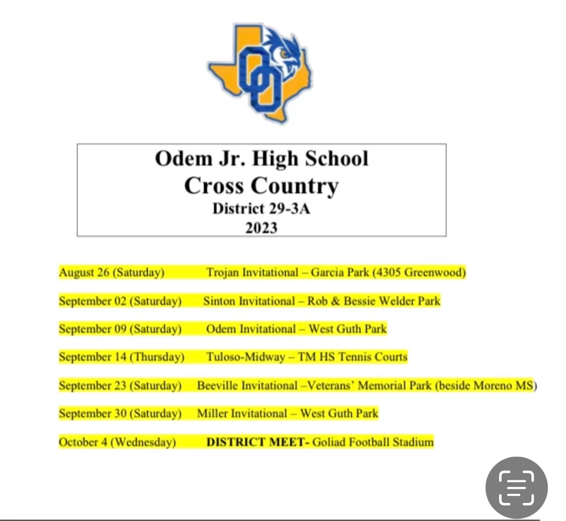 OEISD Communications Officer (@oeisdo) on Twitter photo Odem Owl Cross Country
HS and JH schedule
<a href="/OdemAthletics/">Odem Owl Athletics</a> <a href="/OdemOwlsXC/">Odem Owls XC</a>
<a href="/odemhs/">Odem High School</a> Odem Owl Cross Country
HS and JH schedule
<a href="/OdemAthletics/">Odem Owl Athletics</a> <a href="/OdemOwlsXC/">Odem Owls XC</a>
<a href="/odemhs/">Odem High School</a>