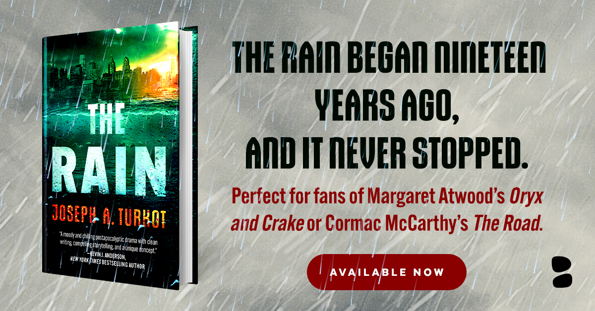 BlackstoneAudio's tweet photo. Did you binge-stream @TheLastofUsHBO? Set in a postapocalyptic America this catastrophic #clifi chiller is right as rain or fans of #CormacMcCarthy and @MargaretAtwood: THE RAIN by @JosephTurkot!

Launching tomorrow, 7/18!

💧Preorder #THERAIN: https://t.co/I9cUGd268C https://t.co/m4L3krRDwr