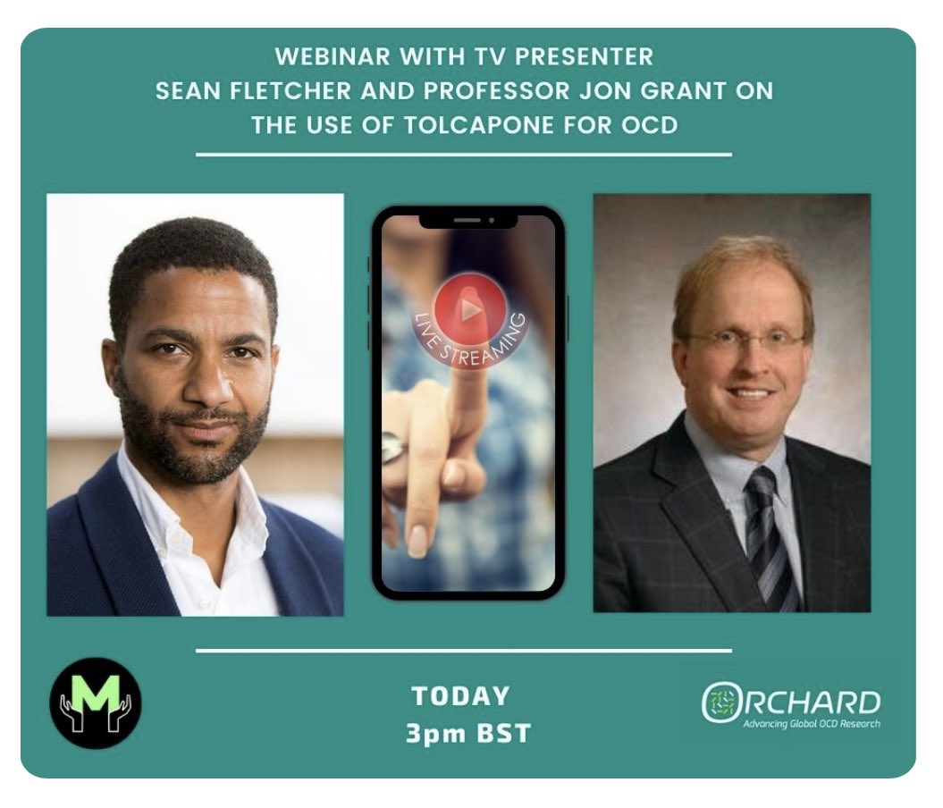Getting ready to go live for this @OrchardOCD @madeofmillions_ webinar on a potential new #ocd medication called #Tolcapone. It’s been around for a while but can it help with ocd? You can watch my interview with prof Jon Grant from 3pm BST here…. youtube.com/live/krzKOju4E…