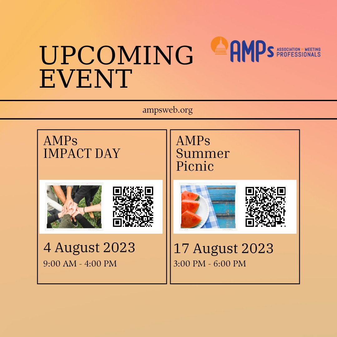 AMP members and friends, don't forget to save the dates for two awesome networking events happening in August! bit.ly/3NFBSAJ
