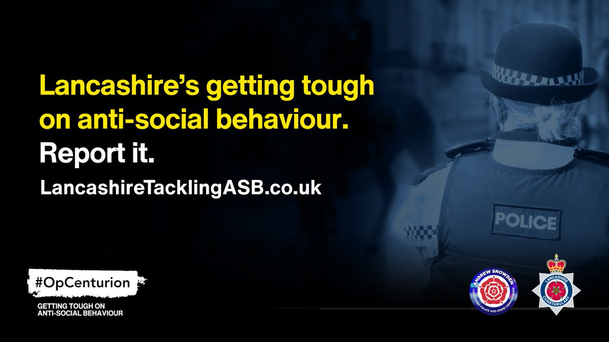 LancsPolice's tweet photo. 👉 Lancashire Police tackled a number of incidents of anti-social behaviour during national ASB week.

We are committed to taking a firm stance on ASB all year round, and this month launched #OpCenturion.

Full details here: https://t.co/Iit4awdfy6 https://t.co/5ysSrzncf5