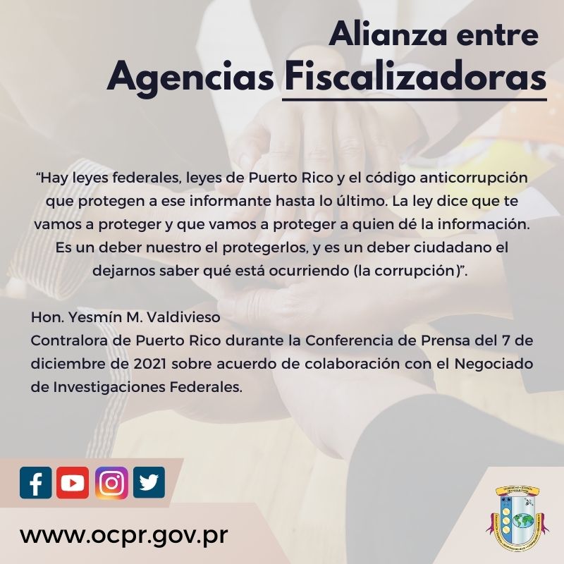 ocpronline's tweet photo. Alianzas entre Agencias Fiscalizadoras
Si usted tiene conocimiento de un acto de corrupción, denúncielo.
#OCPRInforma #AgenciasFiscalizadoras #Queréllese #FiscalizaciónFondosPúblicos https://t.co/mDx0ziFxEV
