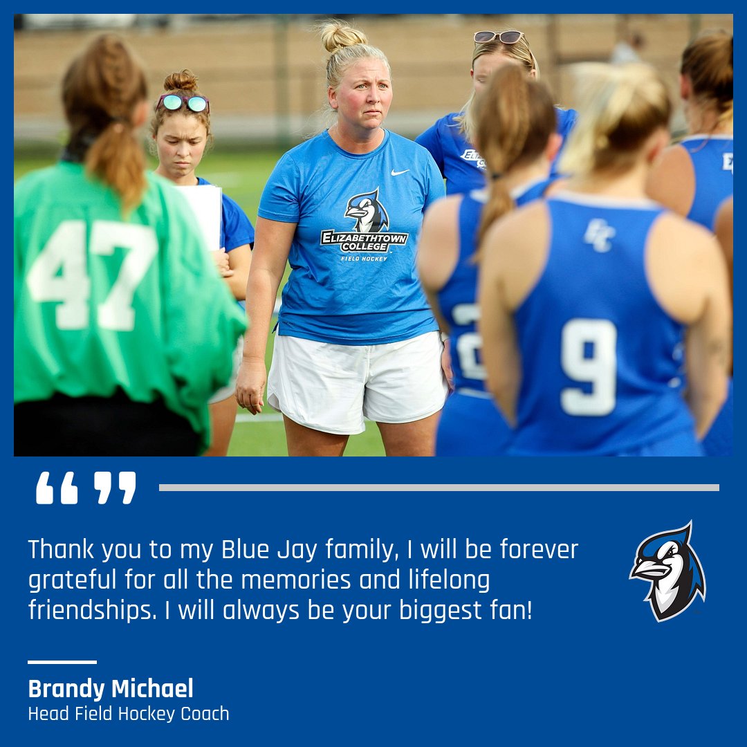 EtownBlueJays's tweet photo. After 14 seasons, #ECFH head coach Brandy Michael will be stepping away to focus on family. We'd like to thank Coach Michael for all her years of service to @EtownCollege! Thanks for everything, Brandy! We will miss you, coach! #BlueJaysAlways
RELEASE: https://t.co/O3eHeyZiVA https://t.co/hTbfOMPBOt