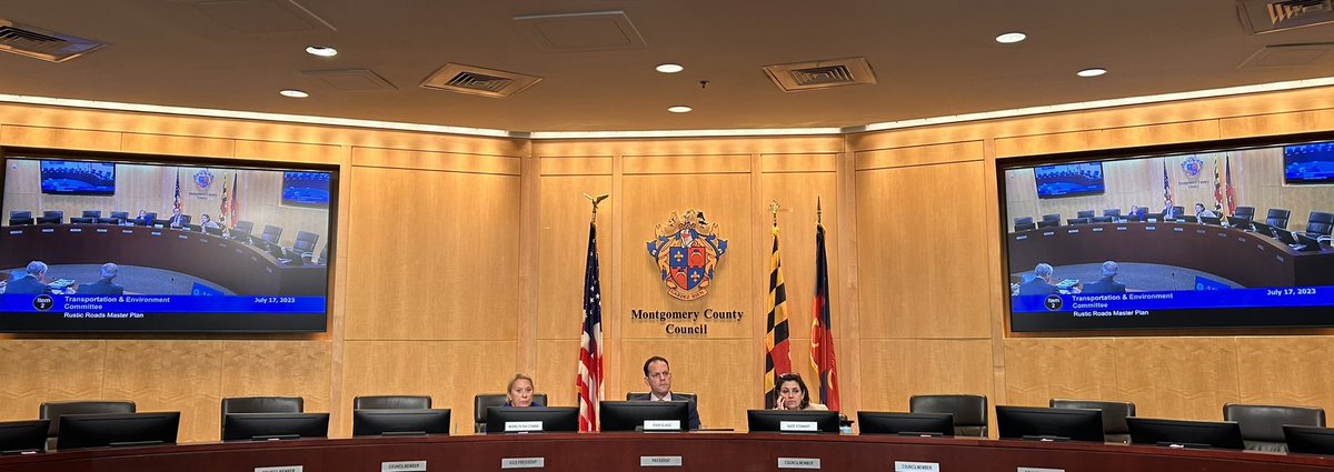 MCDOTNow's tweet photo. Happening @MCDOTNow is at the @MoCoCouncilMD Transportation & Environment Committee @CMEvanGlass @MarilynBalcombe @cmkatestewart reviewing the #RusticRoads Master Plan @MontgomeryParks https://t.co/owOy3Ky3lH