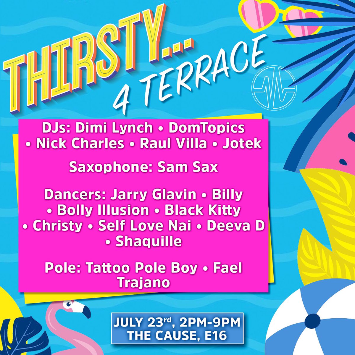 They’re hear to make a SPLASH 💦

This gorgeous gang will be adding even more spice to your pool-time experience out on the terrace! Get a load of your DJs, saxophonist and pole &amp; aerial hoop artists 🤸‍♂️ impulsethirsty.eventbrite.com