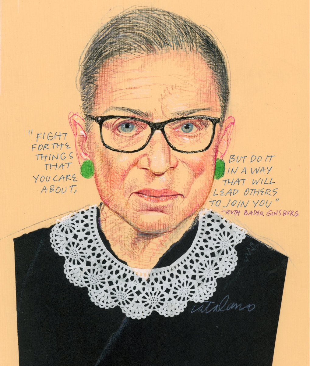 “Fight for the things you care about, but do it in a way that will lead others to join you.” 
      - Ruth Bader Ginsburg 

Drawing by Salvatore Catalano
https://t.co/A8Bc6nNn7y https://t.co/LNGzsCNMPH