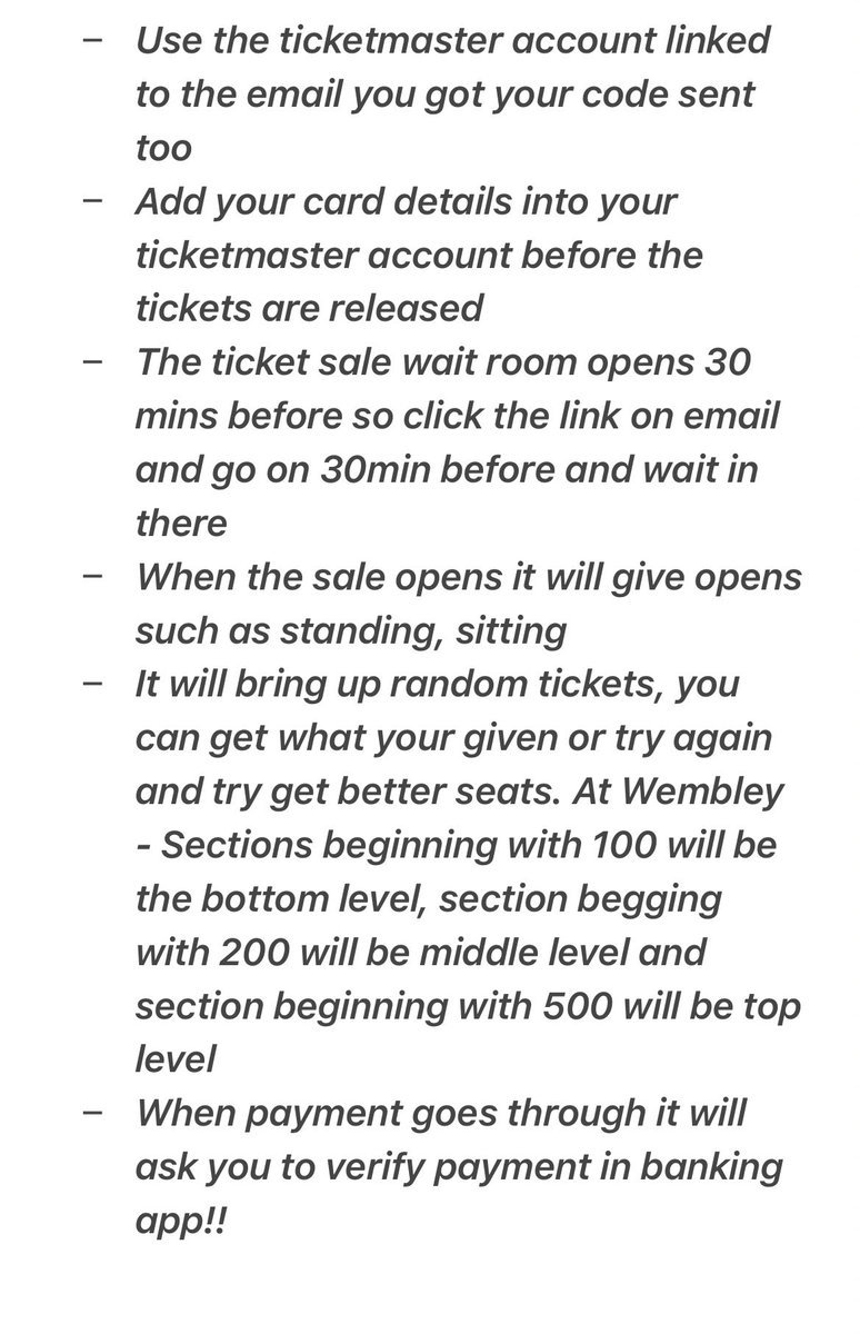 riyahll's tweet photo. @alooinpanic @TheErasTourUK Here’s some tips and things I noticed! x https://t.co/SgHPT42c5W