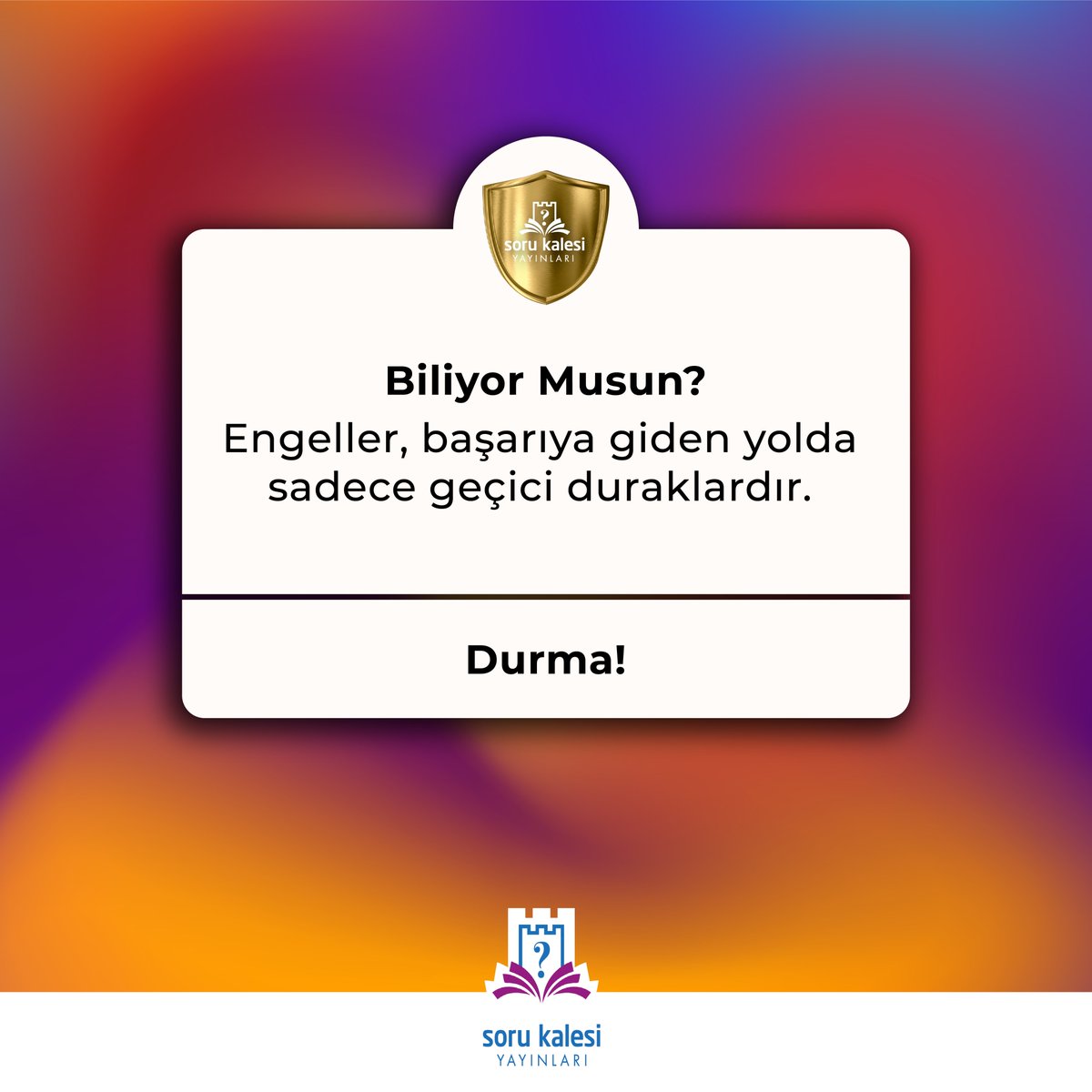 Başarıya giden yolda karşımıza çıkan engeller sadece geçici duraklardır. Her bir engel, size yeni bir fırsat sunar ve sizi daha iyisini başarma yolunda ilerletir. Şimdi cesaretinizi toplayın ve engellerin üstesinden gelmek için gücünüzü gösterin! #Motivasyon #Başarı