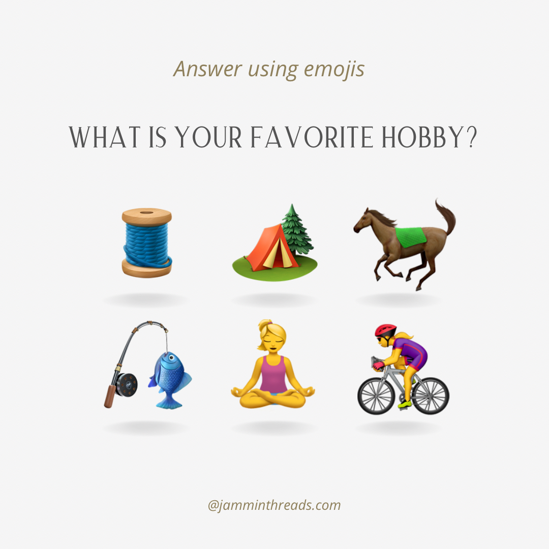 jammin_threads's tweet photo. Show us your favorite hobbies in emojis https://t.co/kkdhFCl2fO