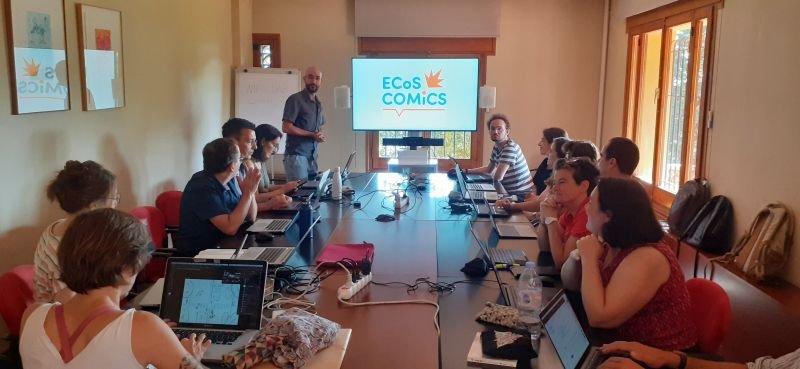 LauBergey's tweet photo. 2nd workshop of European #ECoSCOMiCS project led by @Stimuli_Asso (@ErasmusplusFR) for production of educational webcomic #Supertroupers.
Many thanks to @UABBarcelona for hosting #scienceeducation researchers + #comicartists. 1st episodes in autumn 2023. 1st comm in #esera2023 https://t.co/yqkaNeFka3