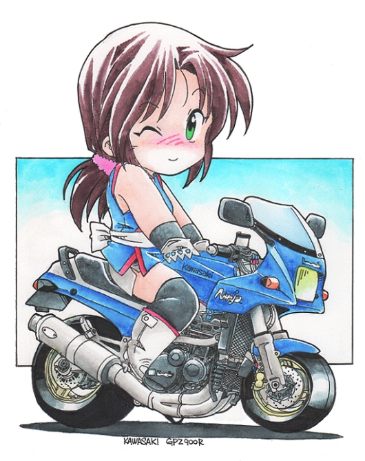 「#青い画像で涼を感じよう バイク&クルマで 」|Norioのイラスト